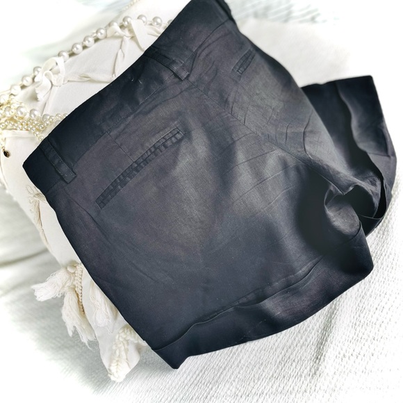 THEORY | 8 | Ruby Black Linen Viscose Lightweight Dress Short Button Cuff Detail - Picture 11 of 15